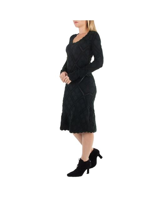 Burberry Black Ladies Vine Aran Long-Sleeve Knitted Dress