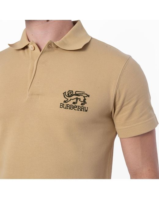 Burberry Natural London Logo Embroidered Cotton Polo Shirt for men