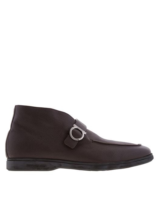 Ferragamo Brown Gancini Buckle Desert Boots for men