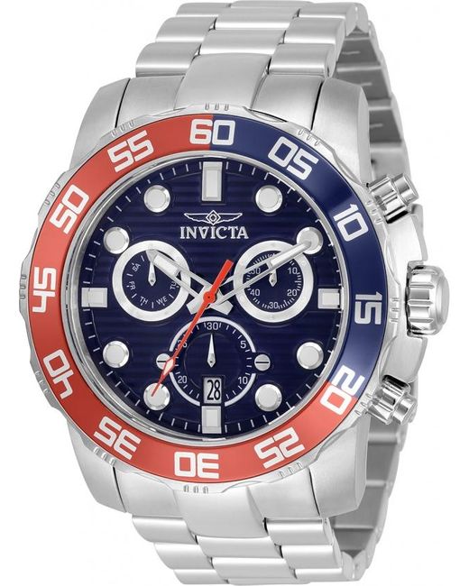 Invicta Gray Pro Diver Chronograph Quartz Blue Dial Pepsi Bezel Watch for men