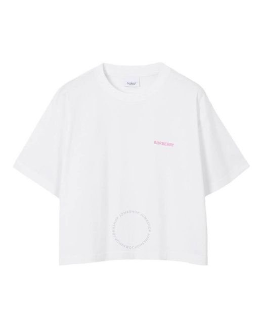 Burberry White Laurel Oak Leaf Print T-Shirt