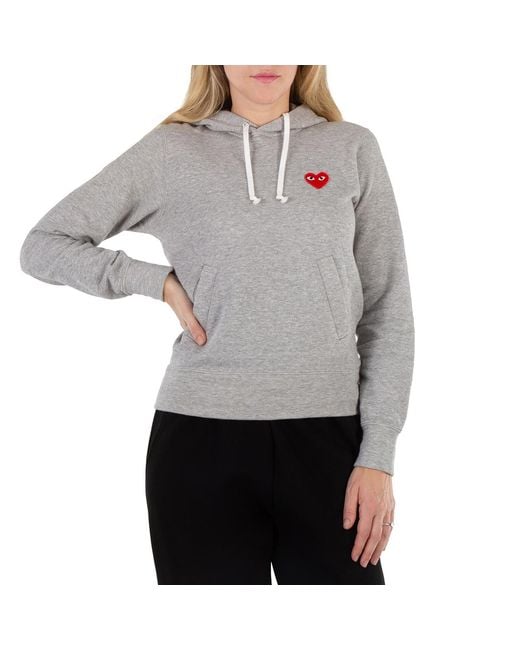 Comme des Garçons Gray Long-Sleeve Embroidered Heart Logo Hoodie