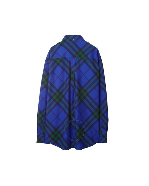 Burberry Blue Vintage-Check Patterned Button-Up Cotton Shirt for men