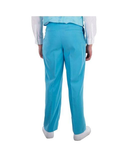 Burberry Blue Bright Opal Tailored Wool Trousers, Brand Size 54 (Waist for men