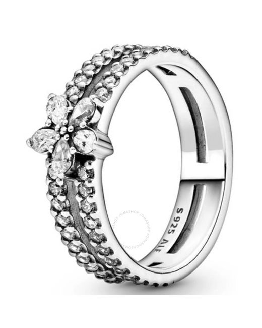 Pandora Metallic Sparkling Snowflake Sterling Ring, Size