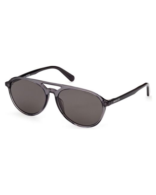 Moncler Black Polarized Smoke Pilot Sunglasses for men