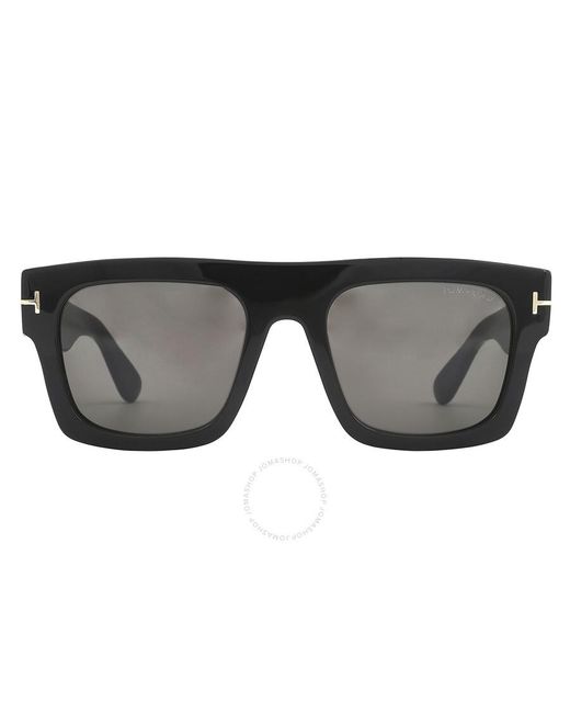 Tom Ford Black Fausto Smoke Browline Sunglasses Ft0711 01a 53 for men