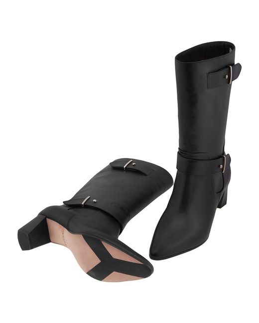 Bally Black Denice 55 Leather Mid-Calf Boots, Brand Size 36.5 Us