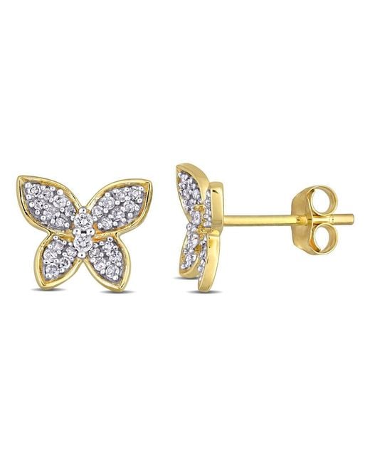 Amour Metallic 1/5 Ct Tw Diamond Butterfly Stud Earrings