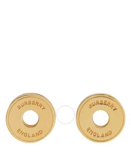 Burberry Metallic Light Gold Gold-plated Logo Earrings