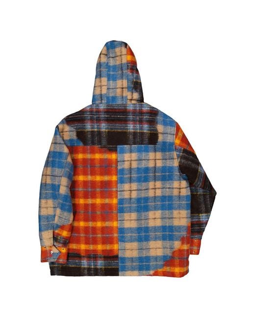 Bluemarble Orange Marble Red / Studded Tartan Wool Parka for men