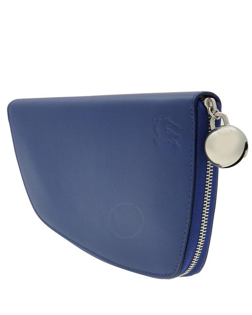 Burberry Blue Large Shield Bell Charm Zip Wallet
