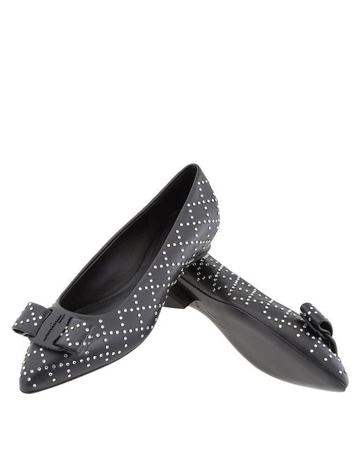 Ferragamo Black Salvatore Ladies Viva Embellished Ballet Flats, Size 6.5