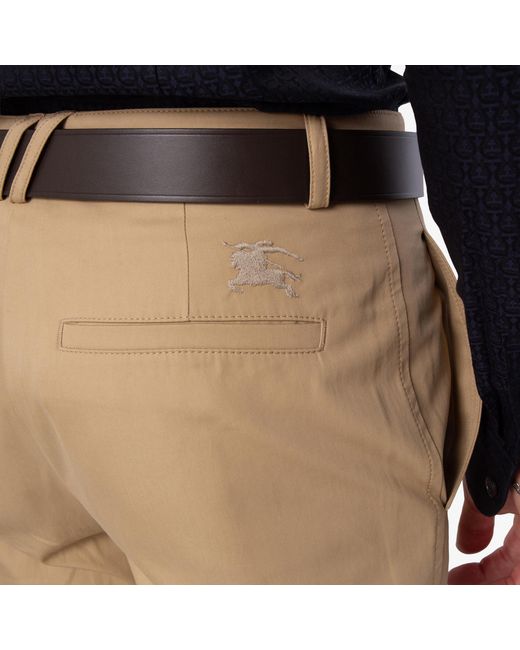 Burberry Natural Ekd Logo Cotton Tailored Trousers, Brand Size 46 Waist for men
