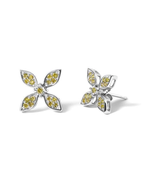 Haus of Brilliance Metallic Sterling Treated Diamond Accent Floral Stud Earrings