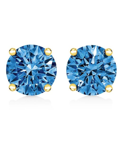 Haus of Brilliance Blue 14K 1.0 Cttw Round Brilliant Cut Lab Grown Diamond 4-Prong Classic Solitaire Stud Earrings Color, Vvs2-Vs1 Clarity)