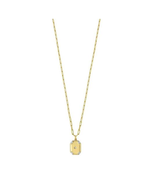 Tresorra Metallic Sterling Plated Cz Octagonal Star Locket Pendant Necklace