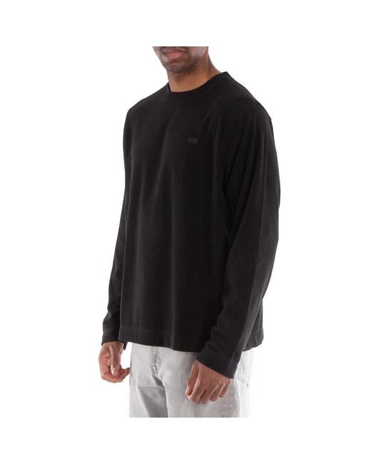 Rains Black Addis Fleece Crewneck Sweatshirt for men