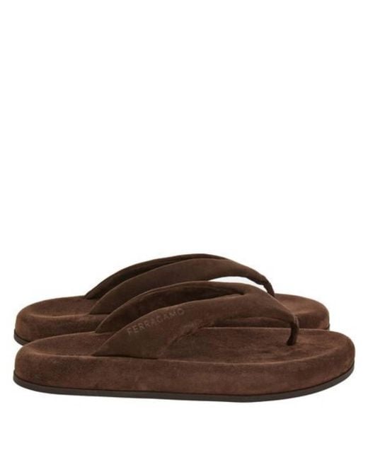 Ferragamo Brown Dylan Suede Platform Sandals for men
