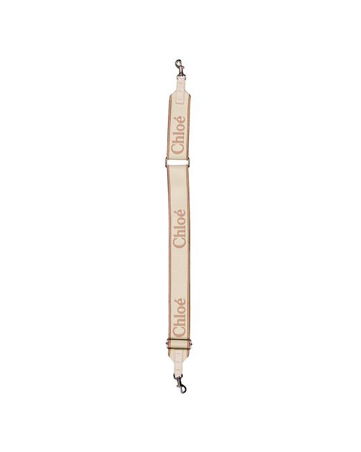 Chloé Metallic Logo Canvas Adjustable Bag Strap