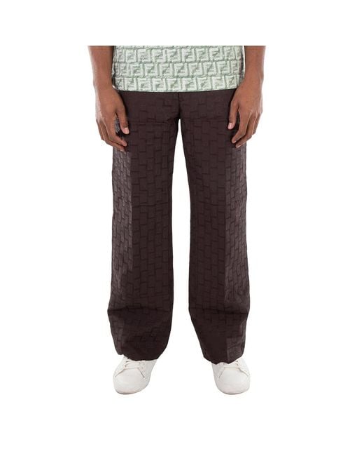 Ferragamo Black Ferragamo Straight Leg Monogram Pattern Trousers for men