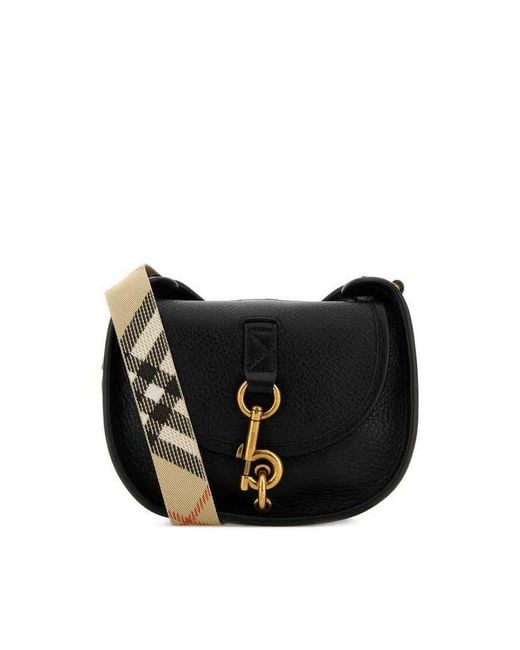 Burberry Black Leather Mini Messenger B Clip Crossbody Bag Borse A Mano
