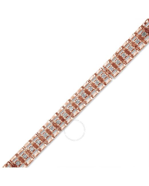 Haus of Brilliance Pink 10k Re Gold Plated .925 Sterling Silver 1.0 Cttw Re Cut Diamond Double-link 7'' Tennis Bracelet
