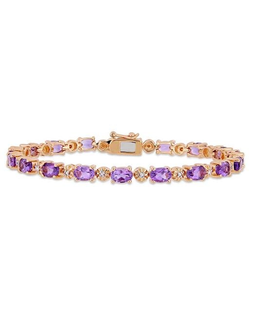 Amour Pink 7-1/5 Ct Tgw Oval-Cut Amethyst And Diamond Accent Tennis Bracelet for men