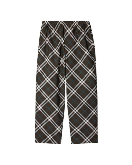 Burberry Black Check Print Twill Trousers for men