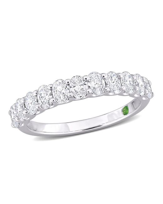 Created Forever Metallic 1Ct Tdw Oval Lab-Created Diamond And Tsavorite Accent Semi-Eternity