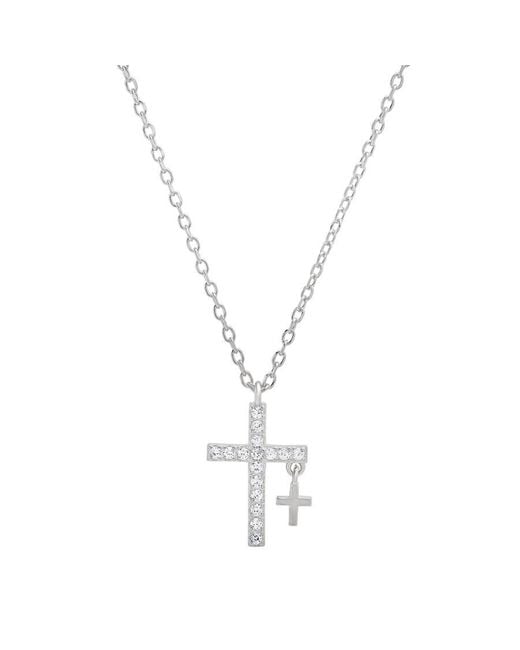 Kylie Harper Metallic Sterling Cz Double Cross Pendant