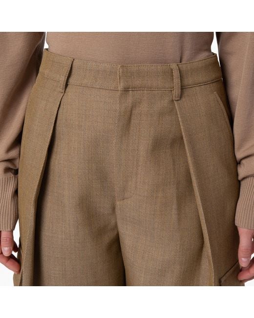 Burberry Brown Wide-Leg Pleated Cargo Trousers, Brand Size 8 Us