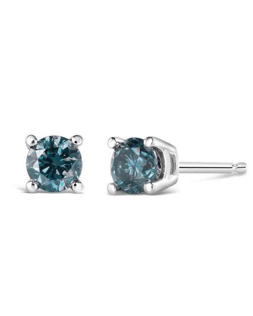 Haus of Brilliance Blue 14K 1/2 Cttw Round Brilliant Cut Lab Grown Diamond 4-Prong Classic Solitaire Stud Earrings Color, Vvs2-Vs1 Clarity)