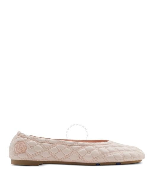 Burberry Natural Sadler Leather Ballerina Shoes, Brand Size 37.5 Us