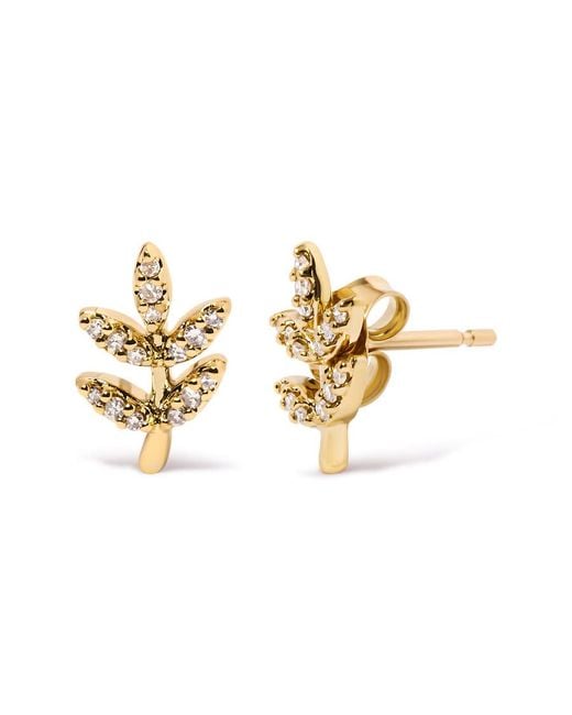 Haus of Brilliance Metallic 10K 1/10 Cttw Diamond Accented Leaf And Branch Stud Earrings (H-I Color, I1-I2 Clarity) for men