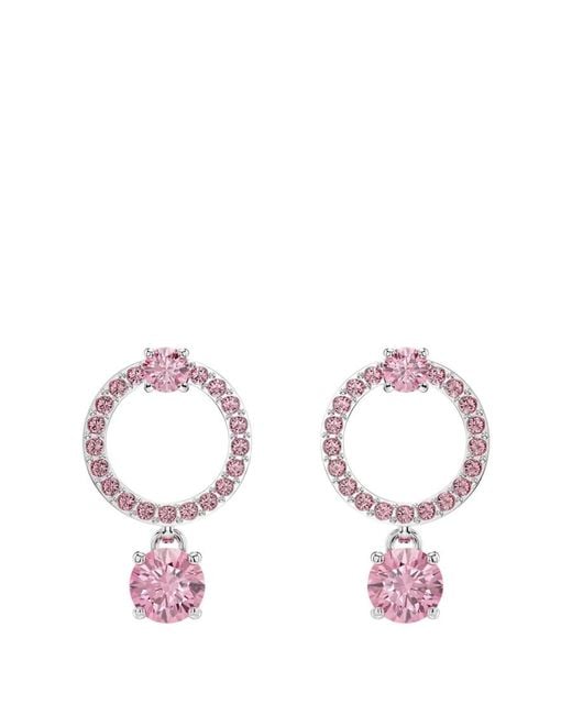 Swarovski Pink Attract Round Cut Drop Earrings