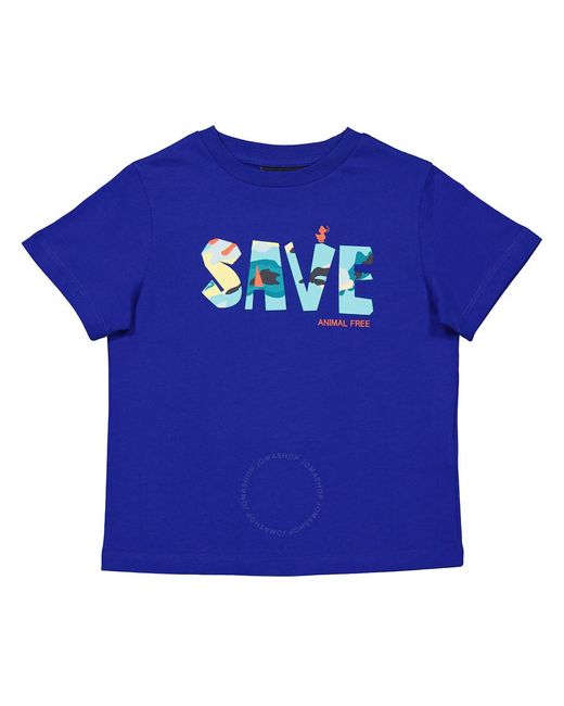 Save The Duck Blue Kids Cyber Haven Logo T-shirt