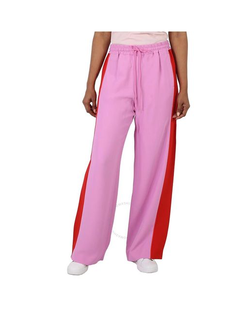 Burberry Pink Side-stripe Wide-leg Track Pants