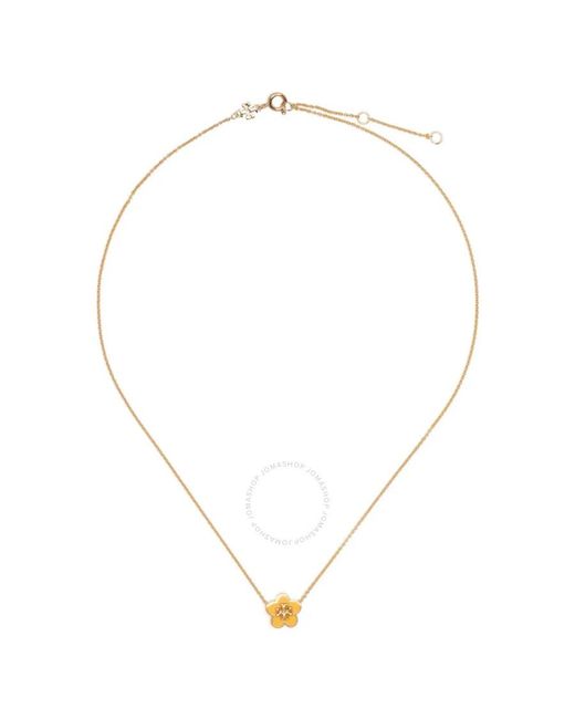 Tory Burch Metallic 18k-gold Plated Brass Kira Enamel Flower Pendant Necklace