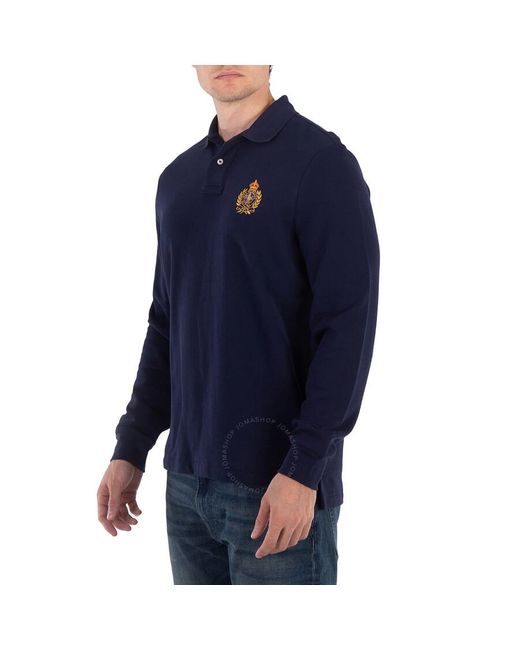 Polo Ralph Lauren Blue Big Pony Polo Crest Long Sleeve Polo for men