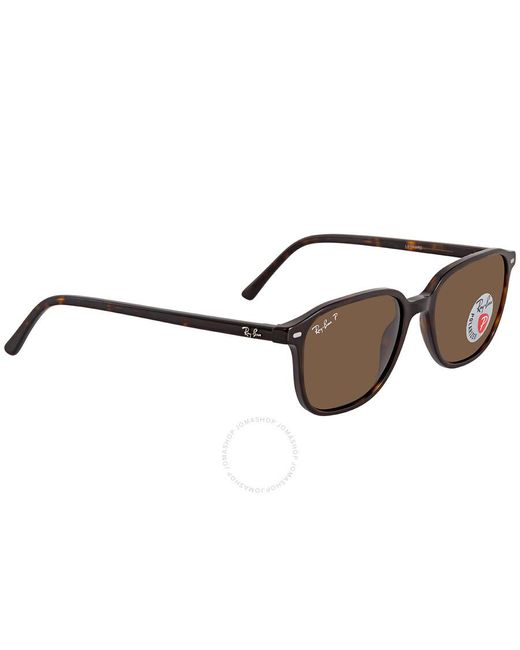 Ray-Ban Brown Leonard Polarized Square Sunglasses Rb2193 902/57 53
