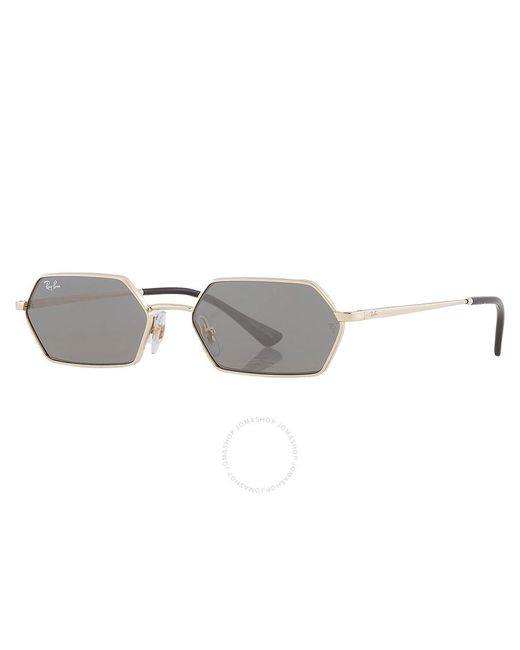 Ray-Ban Gray Yevi Dark Grey Mirror Hexagonal Sunglasses Rb3728 92136v 58