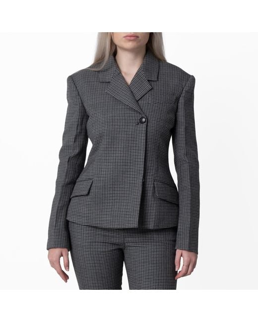 Ferragamo Gray Micro Houndstooth Double Breasted Blazer, Brand Size 42 Us for men