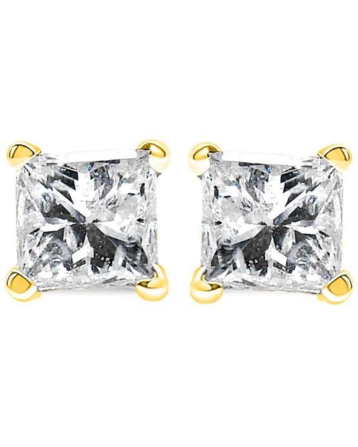 Haus of Brilliance Metallic Igi Certified 14K 1/4 Cttw Princess-Cut Diamond Solitaire Stud Earrings