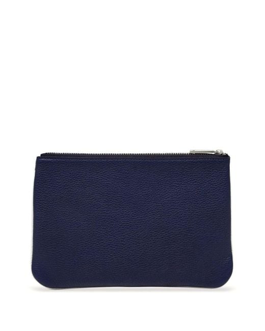Ferragamo Blue Panelled Design Leather Phone Pouch for men
