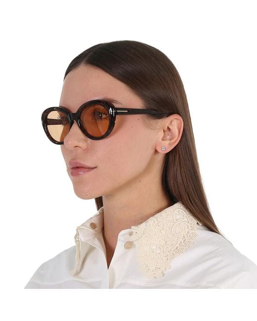 Tom Ford Lily Brown Oval Sunglasses