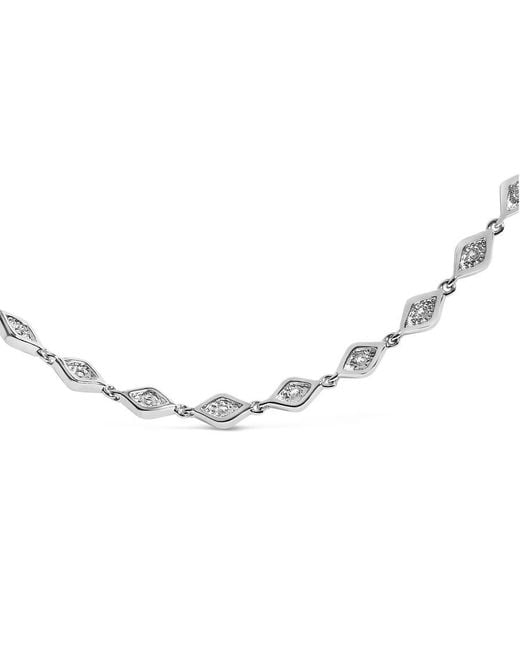 Haus of Brilliance Metallic Sterling 3/8 Cttw Diamond Marquise Station Necklace