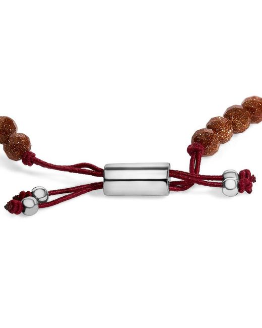 Haus of Brilliance Brown Sterling Sand Bead Station Bracelet Bolo