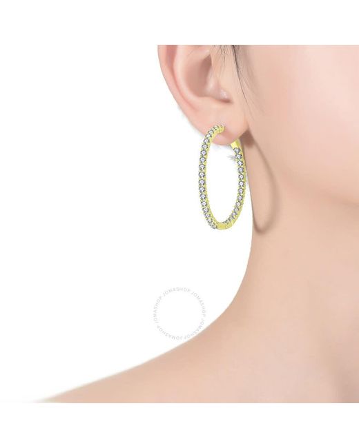 Rachel Glauber Metallic 14k Gold Plated Cubic Zirconia Hoop Earrings