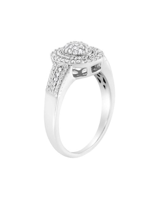 Haus of Brilliance Metallic 925 Sterling 1/3 Cttw Pave Set Round-Cut Diamond Braided Halo Cocktail Ring